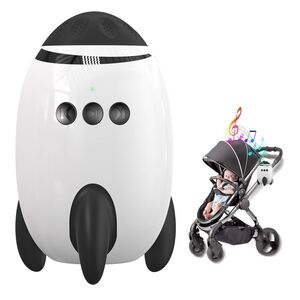 White and Black Rocket-Shaped Baby Stroller Speaker